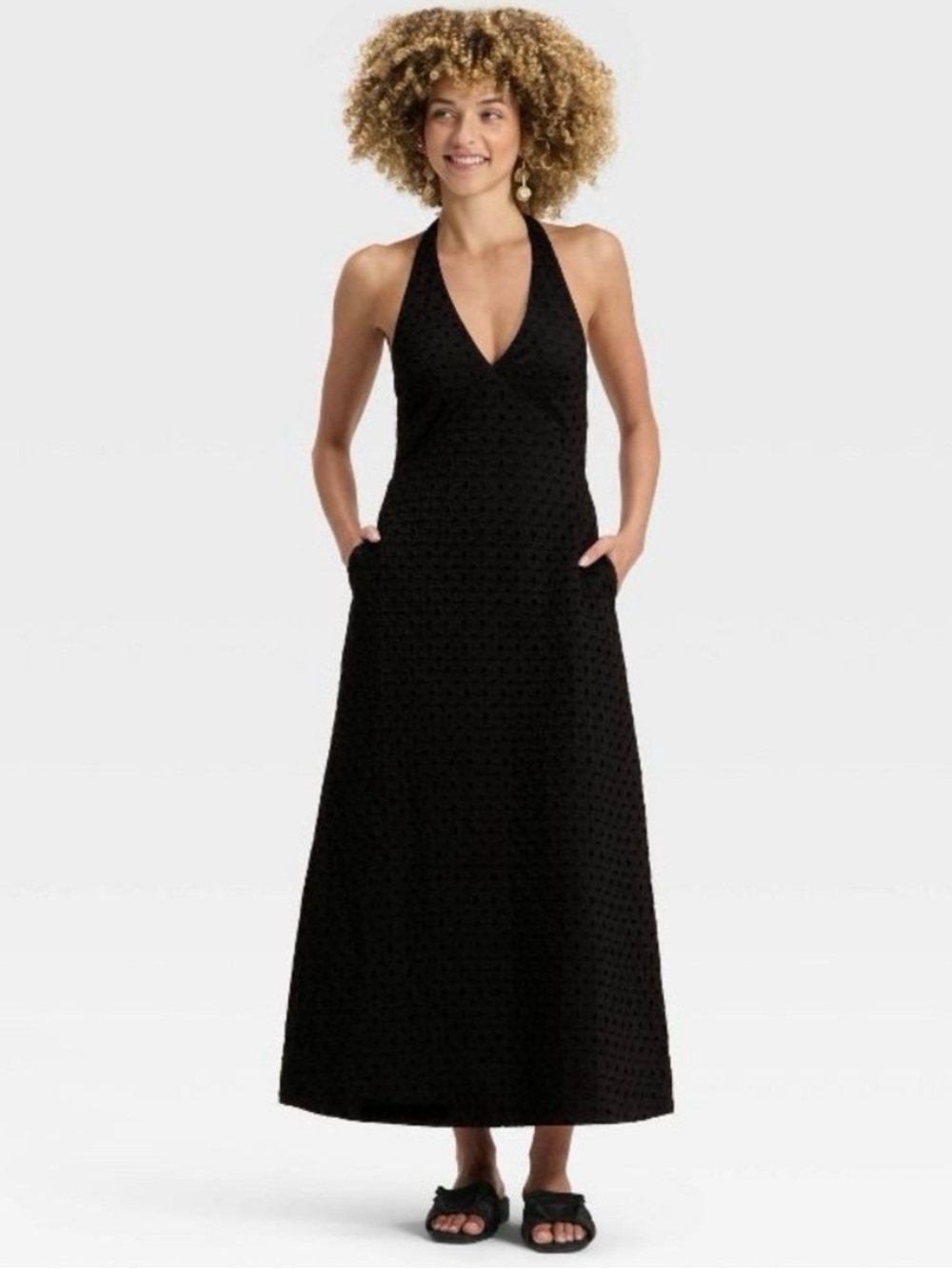 NWT Target Women’s Eyelet Maxi A-Line Halter Dress, XXL